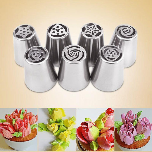 Lot de 7 douilles à pâtisserie : motif FLEURS